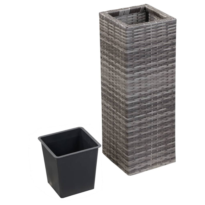 Garten-Hochbeete 3-tlg. Poly Rattan Grau