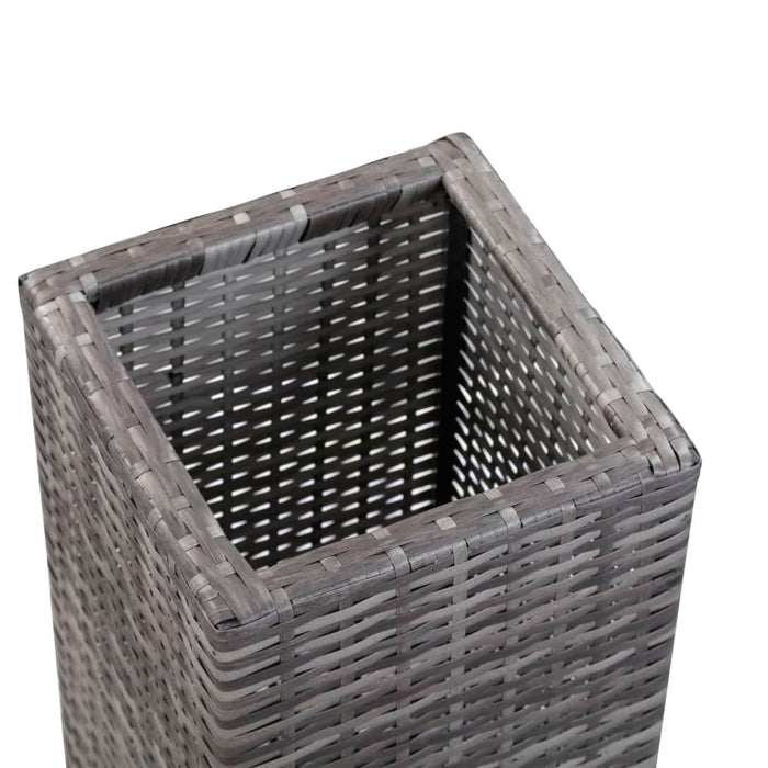 Garten-Hochbeete 3-tlg. Poly Rattan Grau