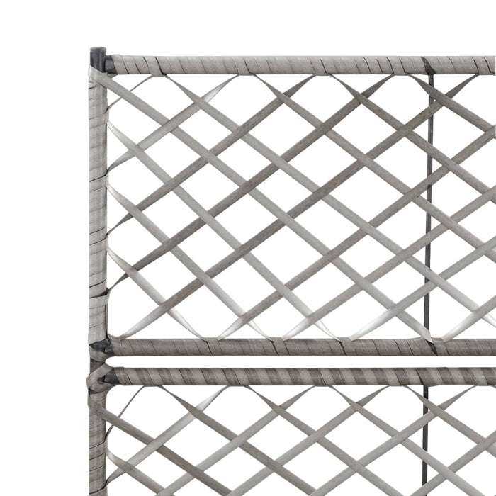 Raised bed with trellis 2 pots 58×30×107cm poly rattan gray