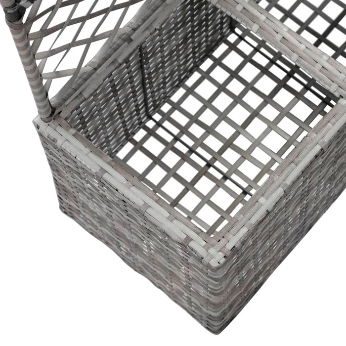 Raised bed with trellis 2 pots 58×30×107cm poly rattan gray