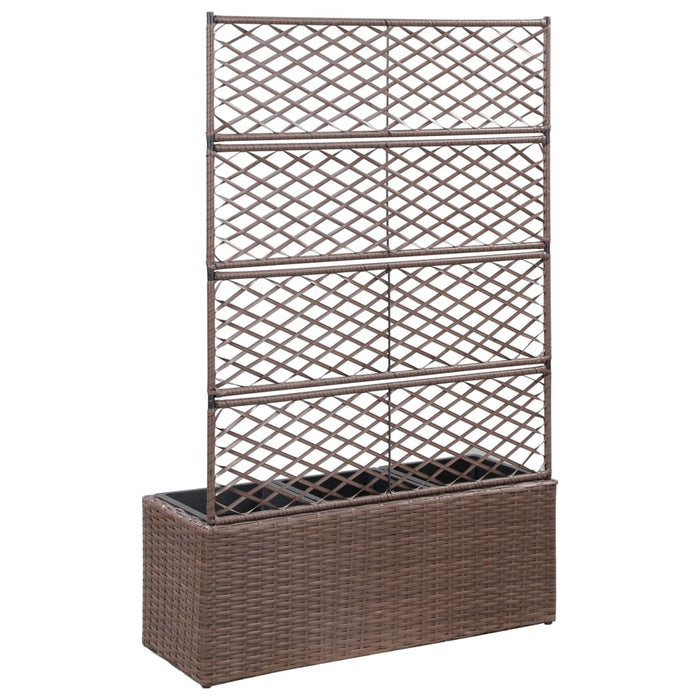 Raised bed with trellis 3 pots 83×30×130cm poly rattan brown