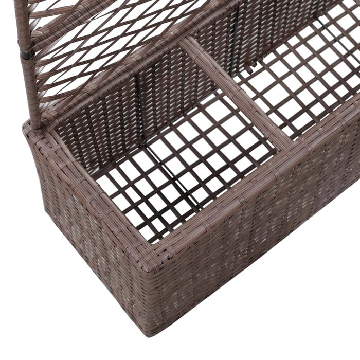 Raised bed with trellis 3 pots 83×30×130cm poly rattan brown