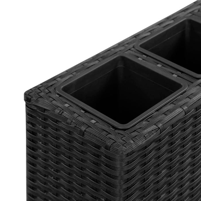 Garten-Hochbeet mit 4 Töpfen 80x22x79 cm Poly Rattan Schwarz