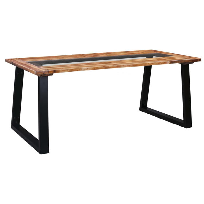 Dining table 180 x 90 x 75 cm solid acacia wood and glass