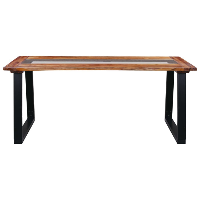 Dining table 180 x 90 x 75 cm solid acacia wood and glass