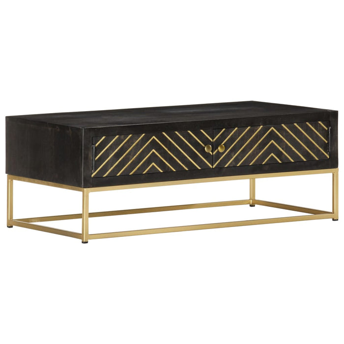 Coffee table black and golden 90 x 50 x 35 cm solid mango wood