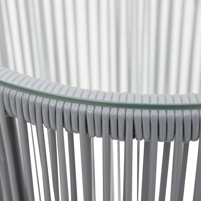 3-tlg. Bistro-Set mit Kissen PE-Rattan Grau