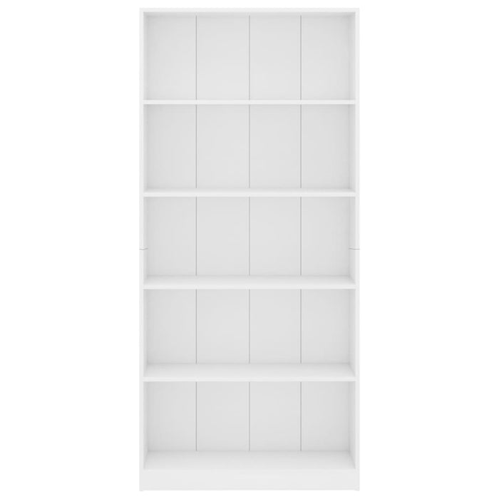 Bücherregal 5 Fächer Weiß 80x24x175 cm Holzwerkstoff