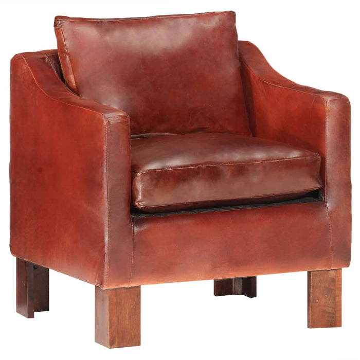Armchair dark brown genuine leather