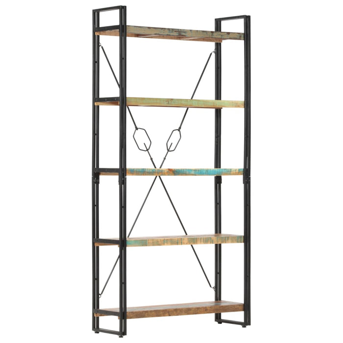 Bookcase 5 compartments 90x30x180 cm reclaimed solid wood