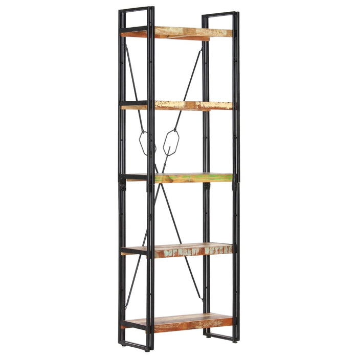 Bookcase 5 compartments 60x30x180 cm reclaimed solid wood