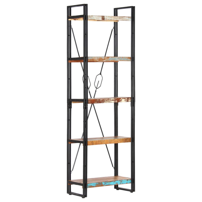 Bookcase 5 compartments 60x30x180 cm reclaimed solid wood
