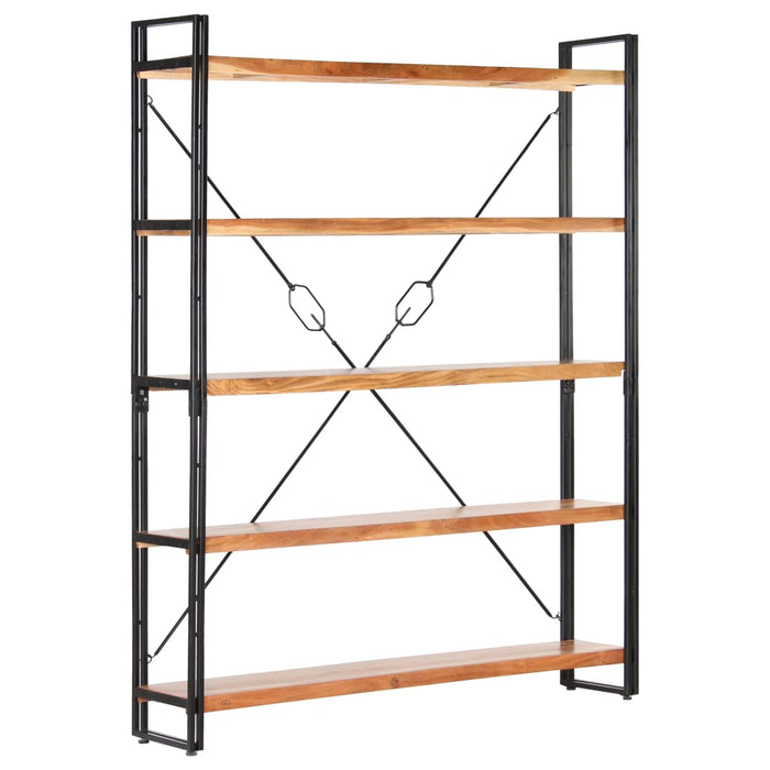Bookcase 5 compartments 140x30x180 cm solid acacia wood