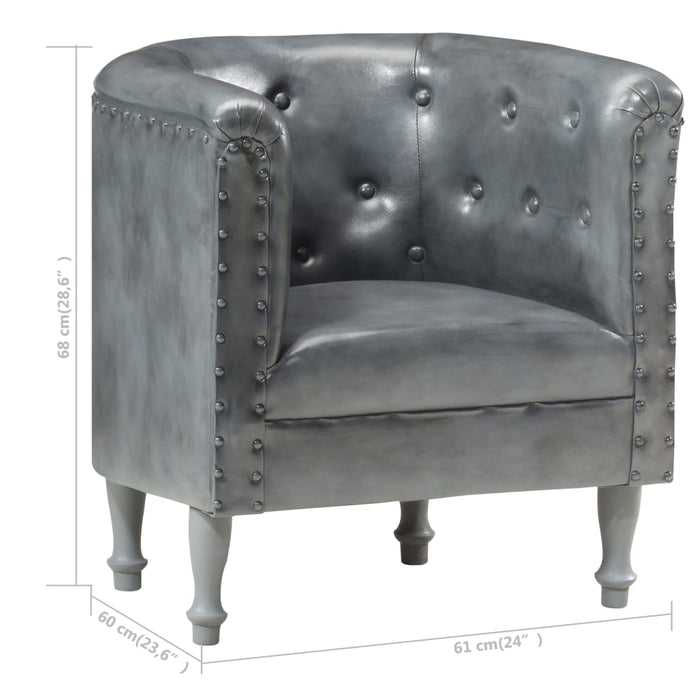Sessel Grau Echtleder