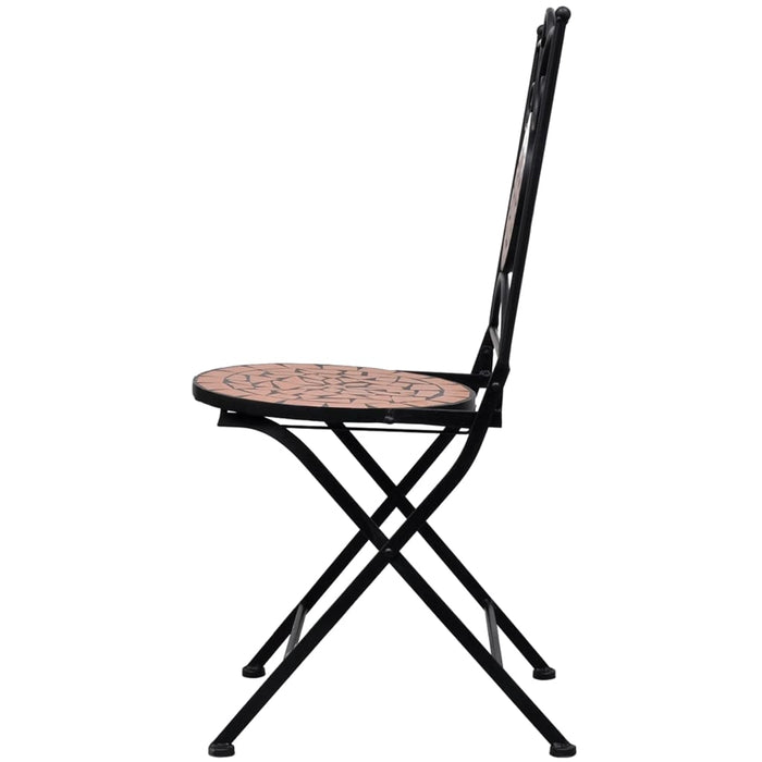 3-tlg. Bistro-Set Mosaik Keramik Terrakotta