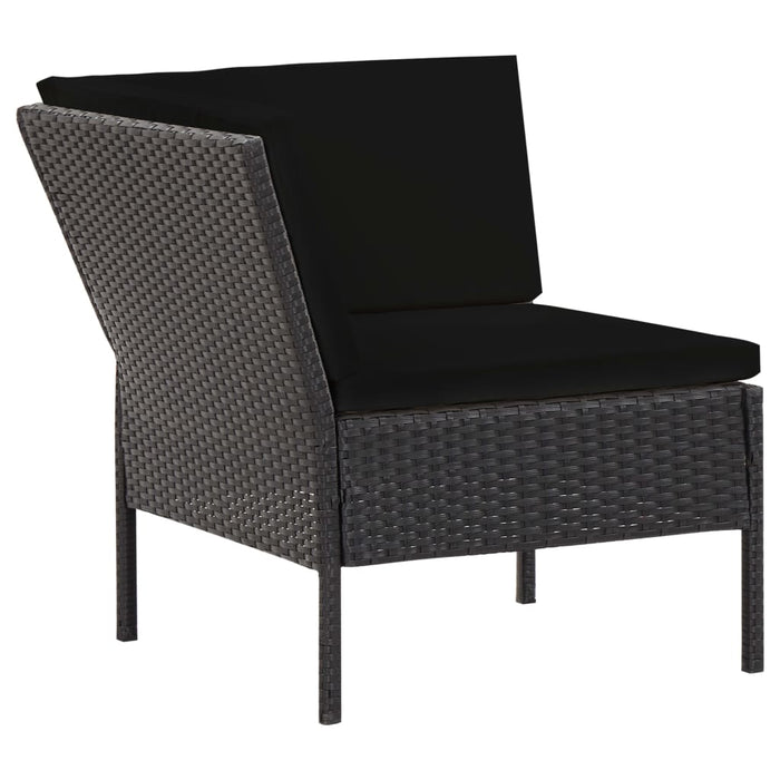 6-tlg. Garten-Lounge-Set mit Auflagen Poly Rattan Schwarz