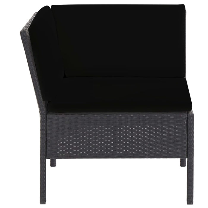6-tlg. Garten-Lounge-Set mit Auflagen Poly Rattan Schwarz