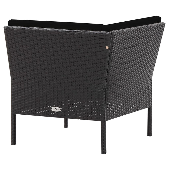 6-tlg. Garten-Lounge-Set mit Auflagen Poly Rattan Schwarz