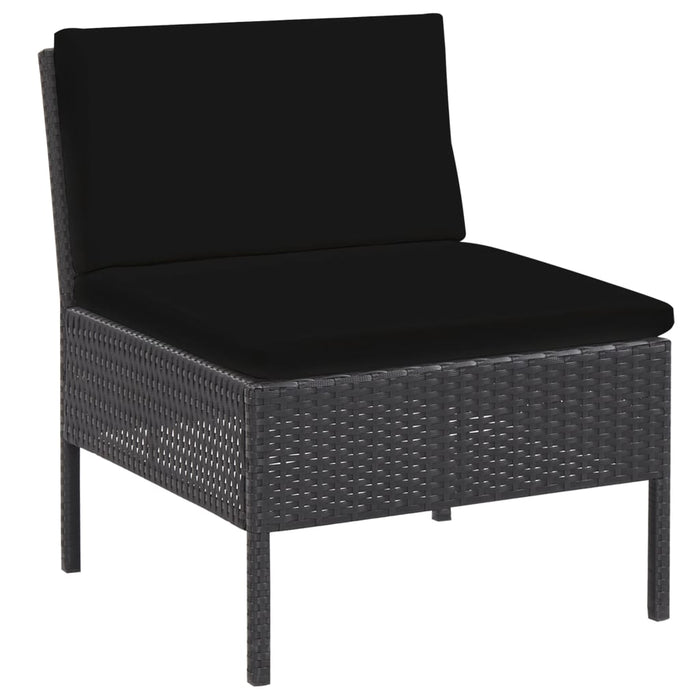 6-tlg. Garten-Lounge-Set mit Auflagen Poly Rattan Schwarz