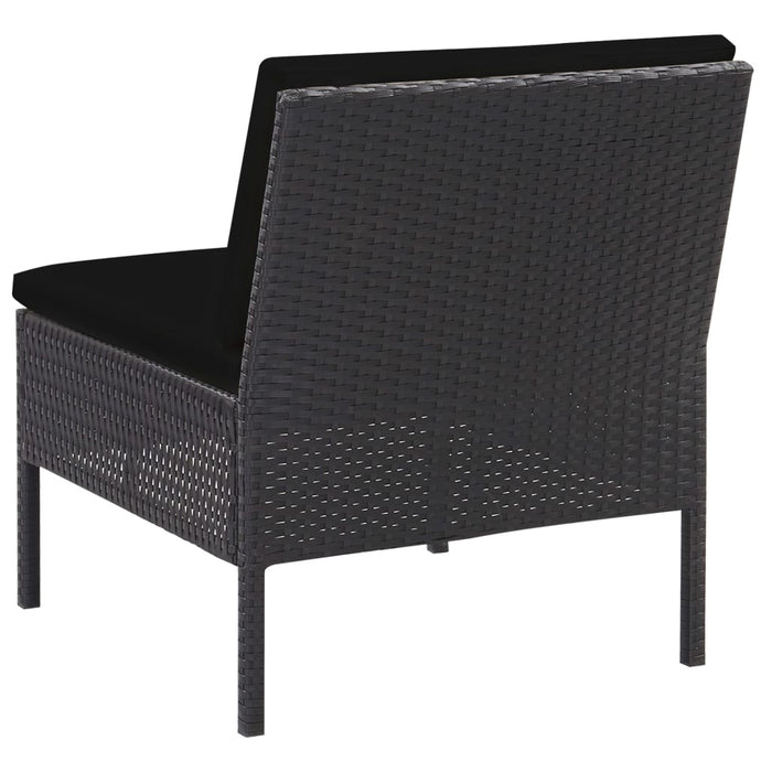 6-tlg. Garten-Lounge-Set mit Auflagen Poly Rattan Schwarz