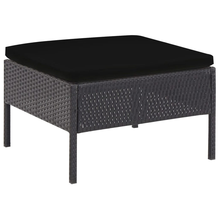 6-tlg. Garten-Lounge-Set mit Auflagen Poly Rattan Schwarz