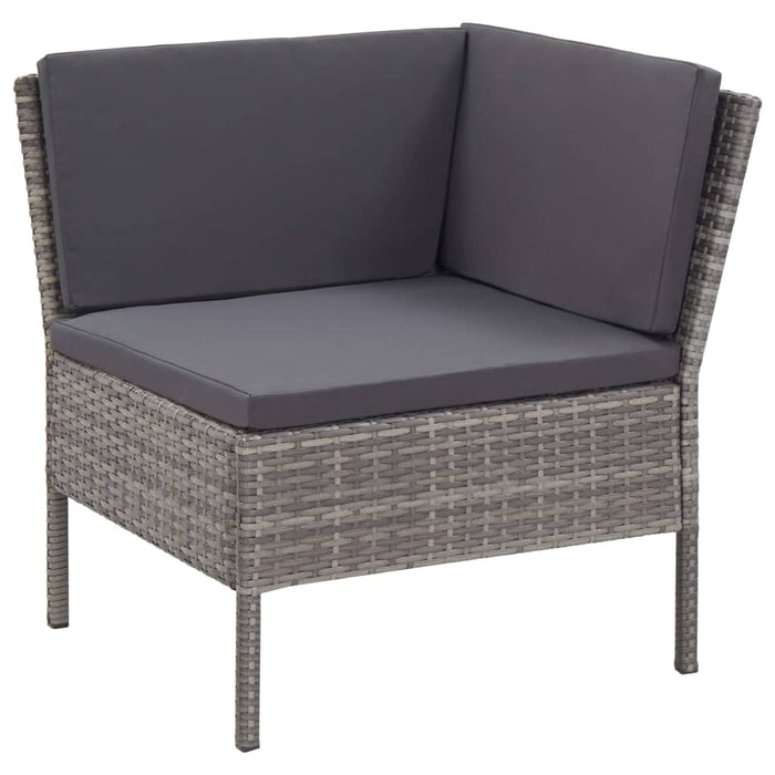 6 pcs. Garden sofa set with cushions poly rattan gray