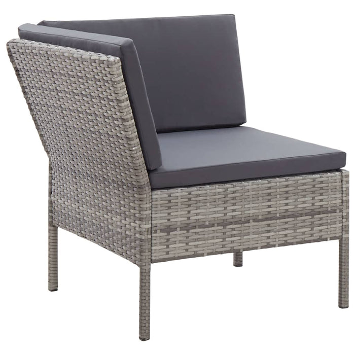 6 pcs. Garden sofa set with cushions poly rattan gray