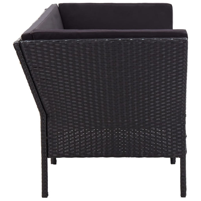 6-tlg. Garten-Lounge-Set mit Auflagen Poly Rattan Schwarz