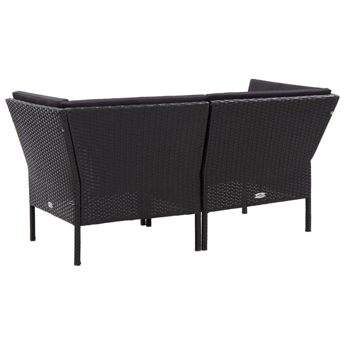 6-tlg. Garten-Lounge-Set mit Auflagen Poly Rattan Schwarz