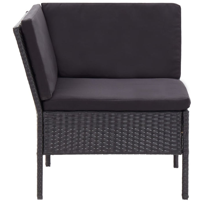 6-tlg. Garten-Lounge-Set mit Auflagen Poly Rattan Schwarz