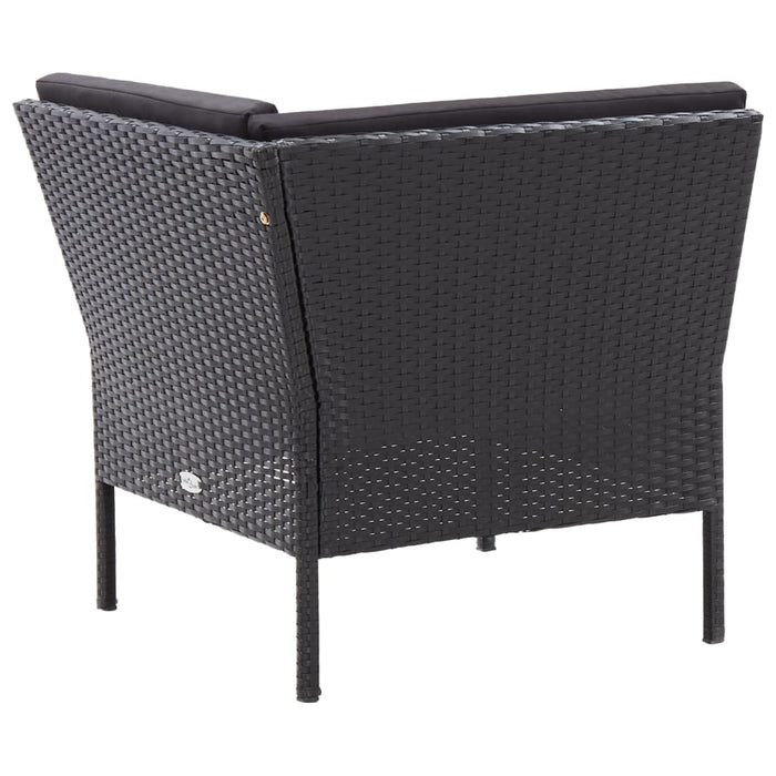 6-tlg. Garten-Lounge-Set mit Auflagen Poly Rattan Schwarz