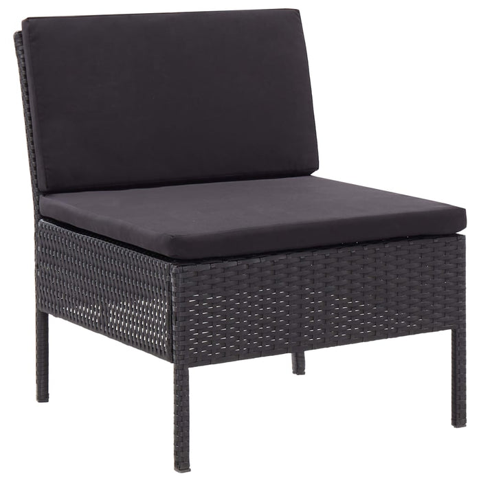 6-tlg. Garten-Lounge-Set mit Auflagen Poly Rattan Schwarz