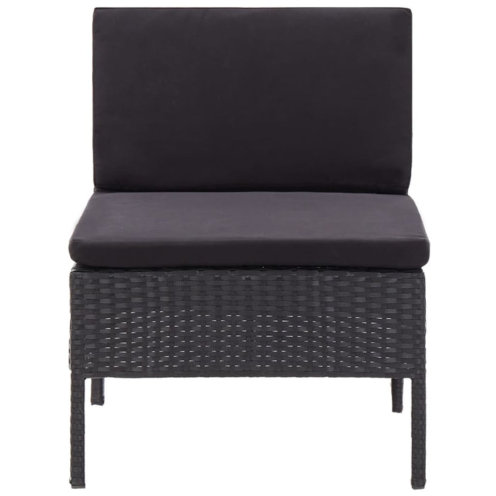 6-tlg. Garten-Lounge-Set mit Auflagen Poly Rattan Schwarz