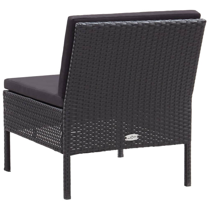 6-tlg. Garten-Lounge-Set mit Auflagen Poly Rattan Schwarz