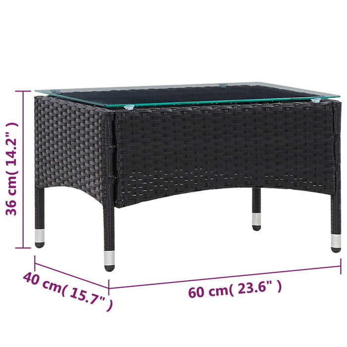 4-tlg. Garten-Lounge-Set mit Auflagen Poly Rattan Schwarz