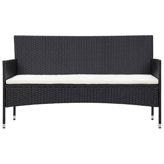 5-tlg. Garten-Lounge-Set mit Auflagen Poly Rattan Schwarz
