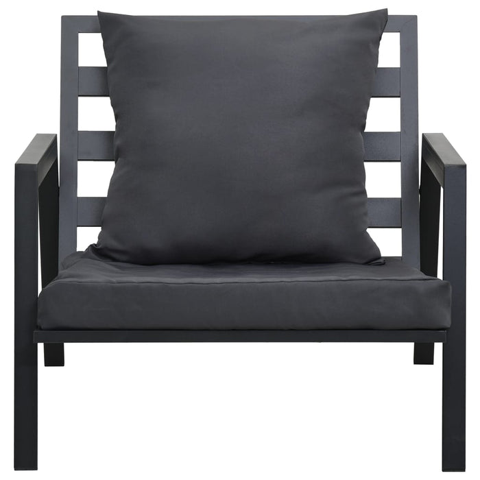 5-tlg. Garten-Lounge-Set mit Auflagen Aluminium Dunkelgrau