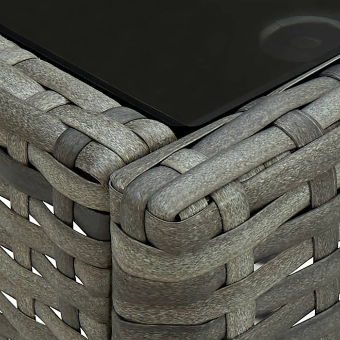 3-tlg. Bistro-Set mit Sitzkissen Poly Rattan Grau