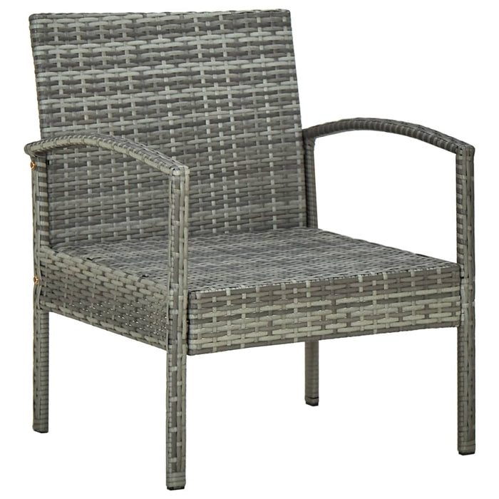 3-tlg. Bistro-Set mit Sitzkissen Poly Rattan Grau