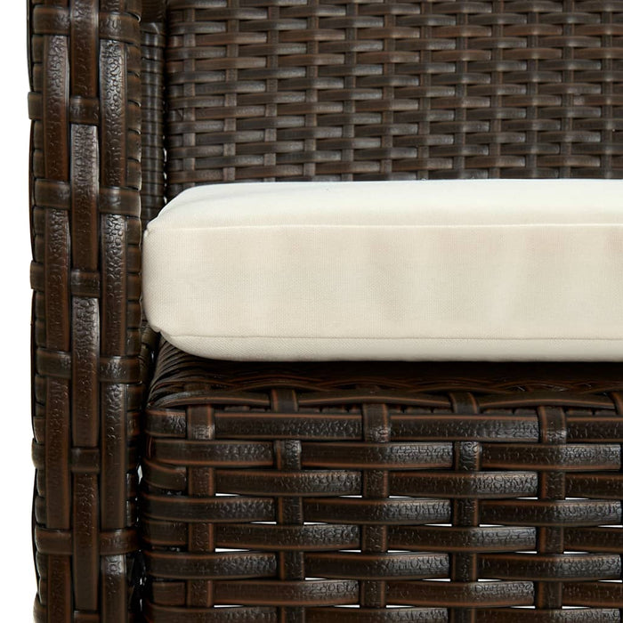 Garden chair with cushion poly rattan brown