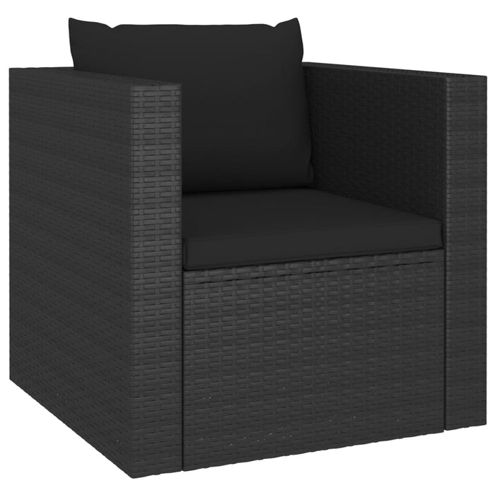 4-tlg. Garten-Lounge-Set mit Kissen Poly Rattan Schwarz