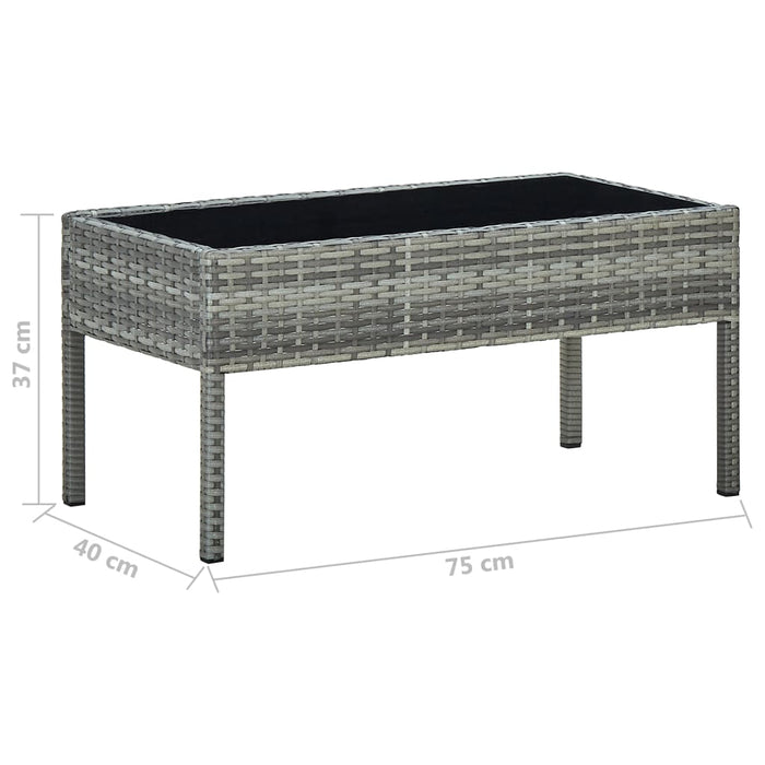 Garden table gray 75x40x37 cm poly rattan