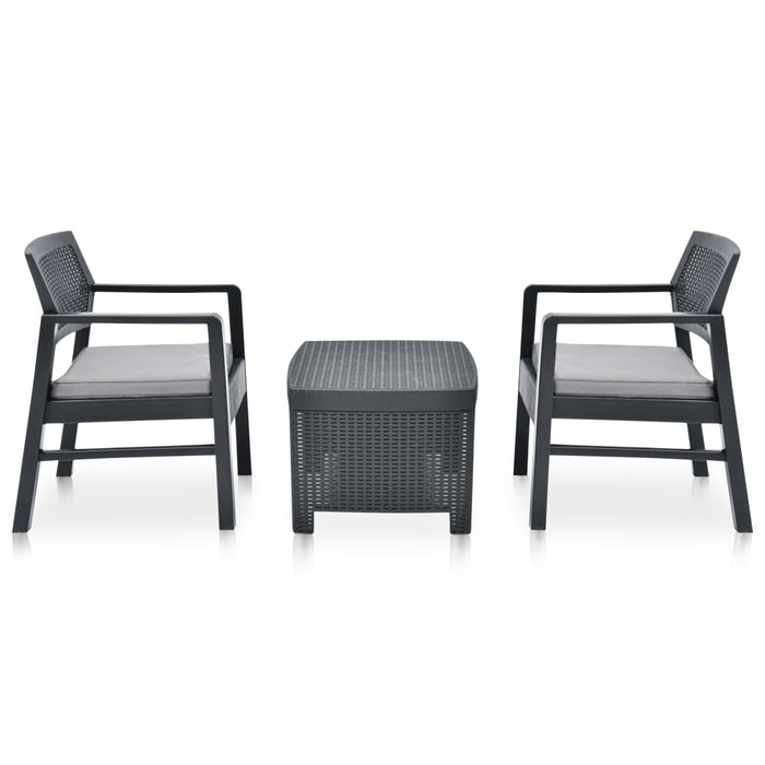 3-tlg. Garten-Lounge-Set Kunststoff Anthrazit