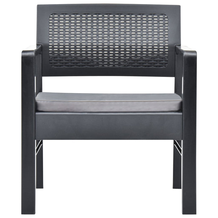 3-tlg. Garten-Lounge-Set Kunststoff Anthrazit