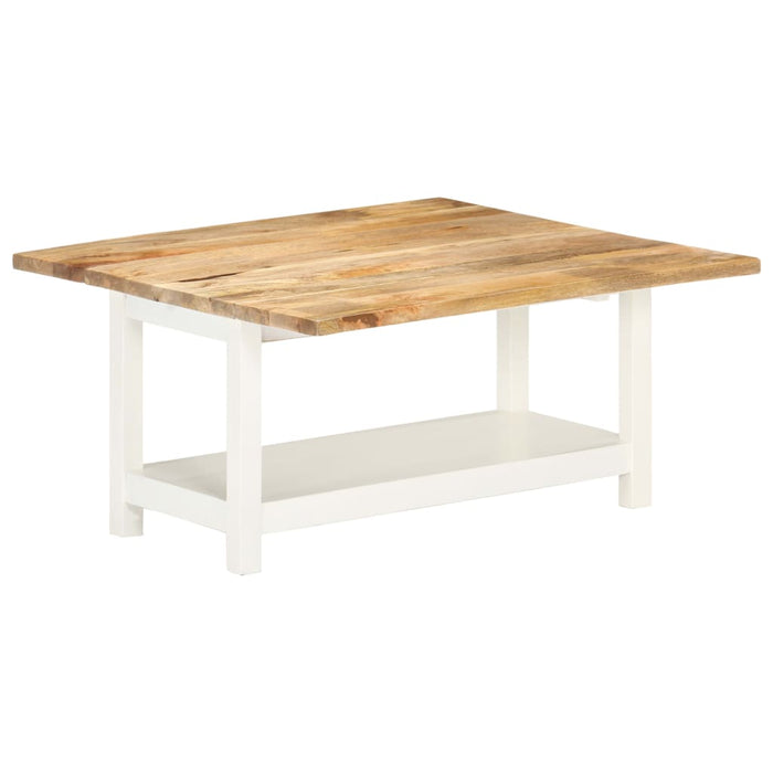 Coffee table extendable white 90x(45-90)x45 cm solid mango wood