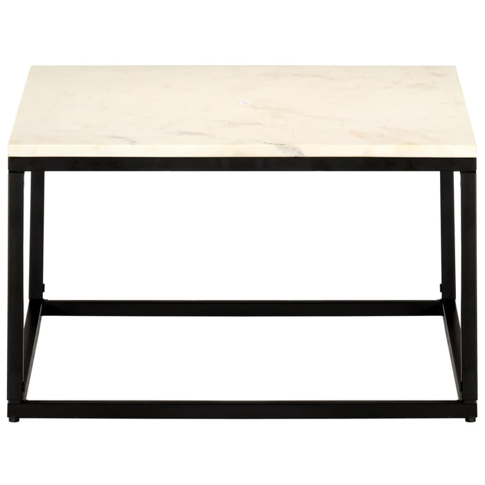 Coffee table white 60×60×35 cm real stone in marble look
