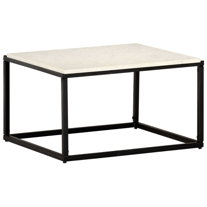 Coffee table white 60×60×35 cm real stone in marble look
