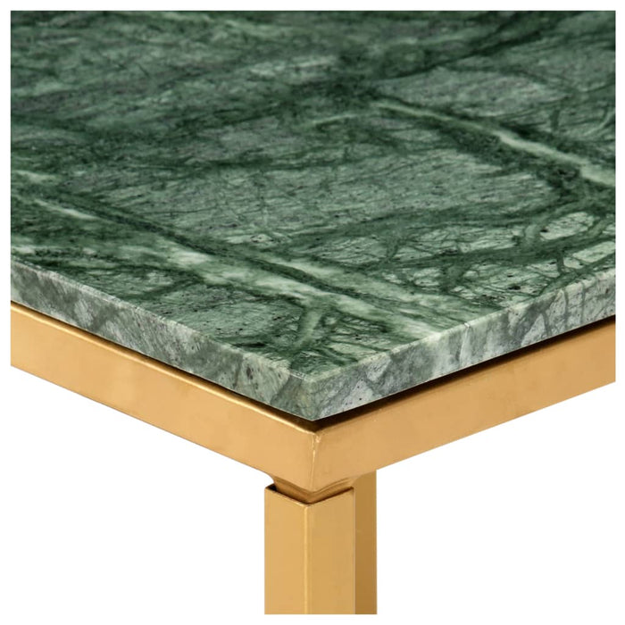 Coffee table green 60×60×35 cm real stone in marble look