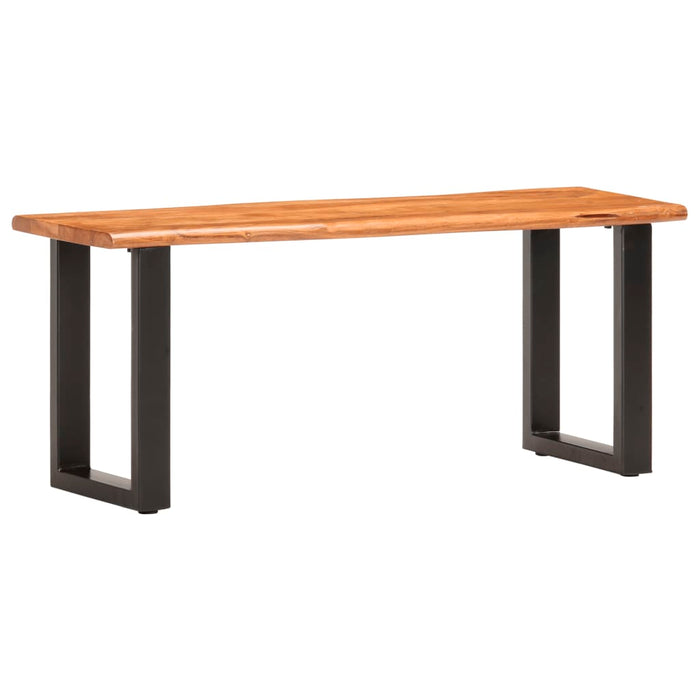 Bench with natural edges 110 cm solid acacia wood and steel