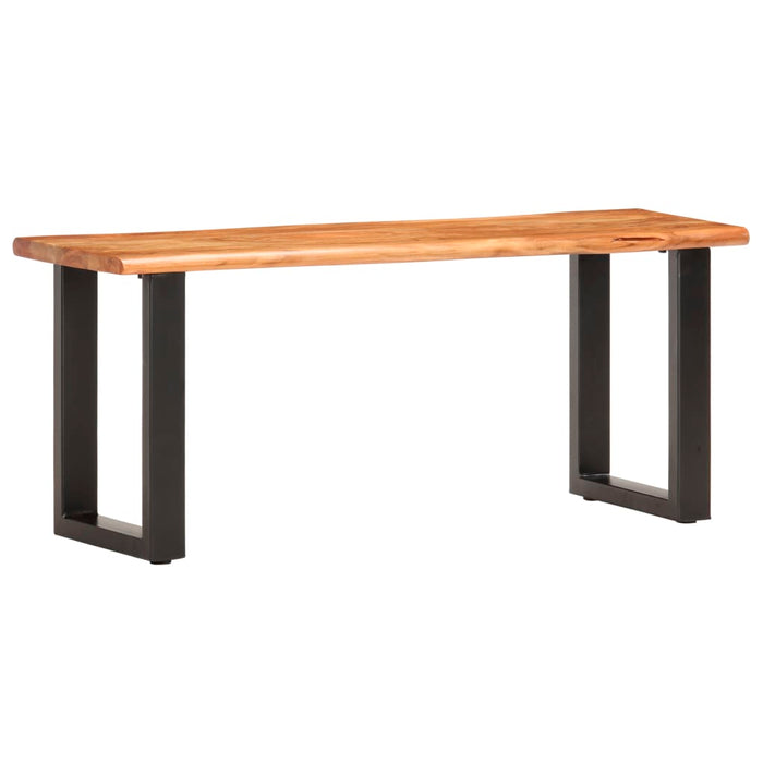 Bench with natural edges 110 cm solid acacia wood and steel
